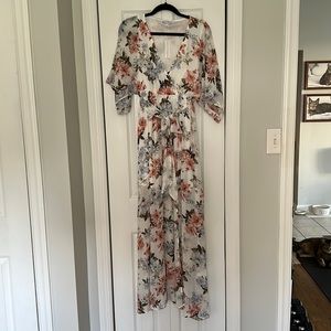 NWT Baltic Born Kia Kimono Maxi Dress in White Floral Size Small
